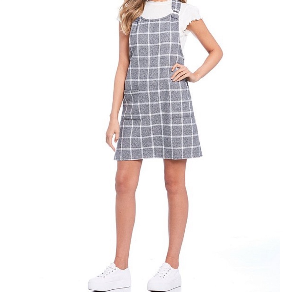 O Ring windowpane plaid jumper dress (mini)